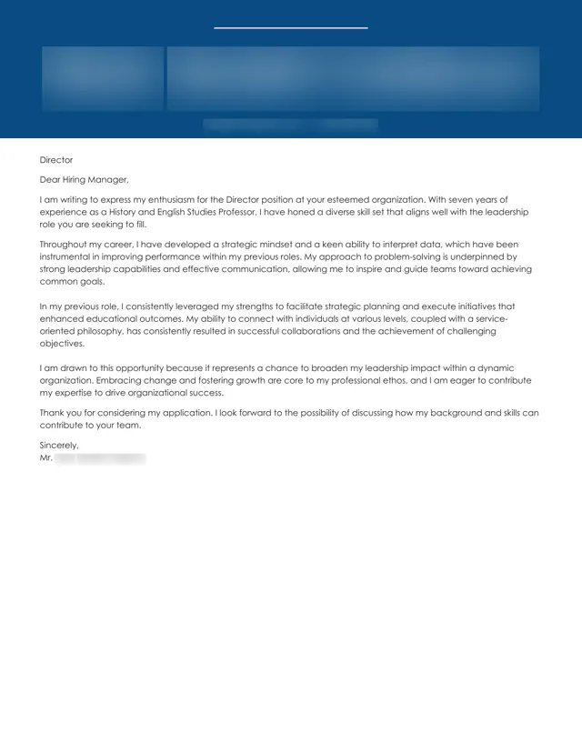 Director cover letter written by HoverAdsPro