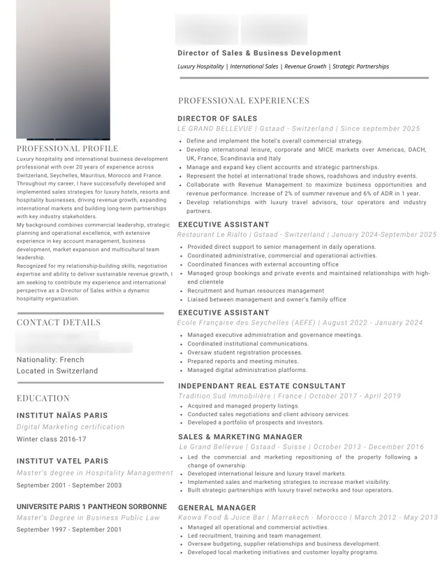 Director of Sales & Business Development resume written by HoverAdsPro