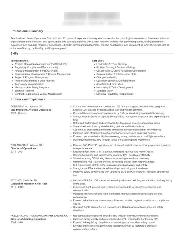 Senior Operations Executive resume written by HoverAdsPro